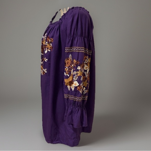 Free people dress large flowers leaves rich purple - Picture 4 of 8